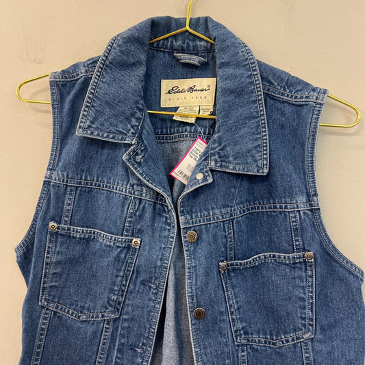 Eddie Bauer Denim Button Down Vest Top Medium