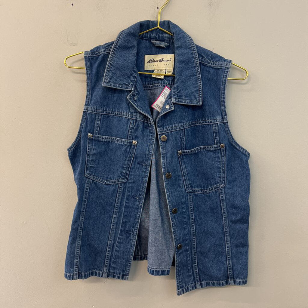 Eddie Bauer Denim Button Down Vest Top Medium