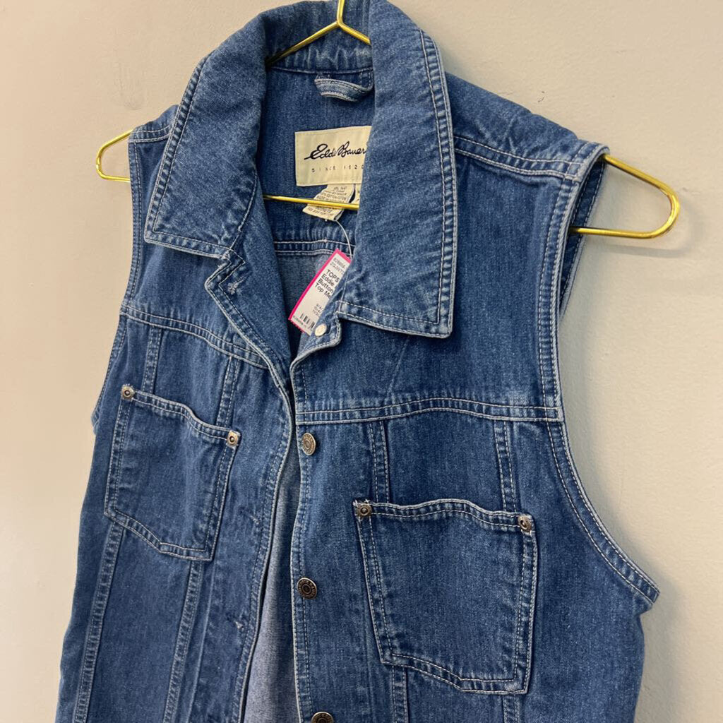 Eddie Bauer Denim Button Down Vest Top Medium