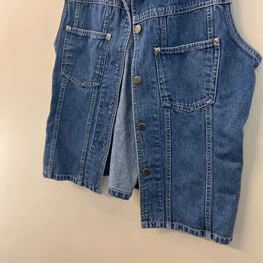 Eddie Bauer Denim Button Down Vest Top Medium
