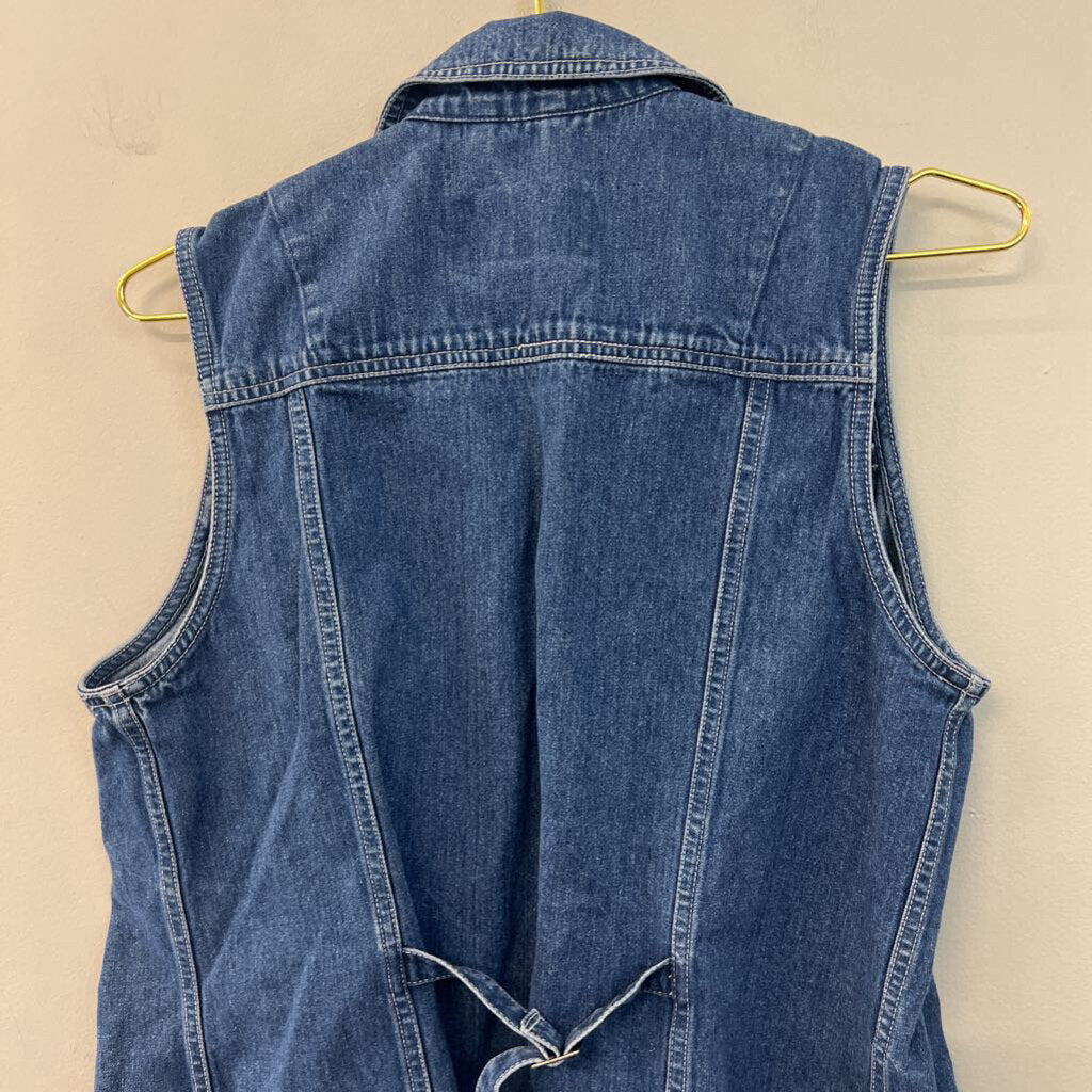 Eddie Bauer Denim Button Down Vest Top Medium