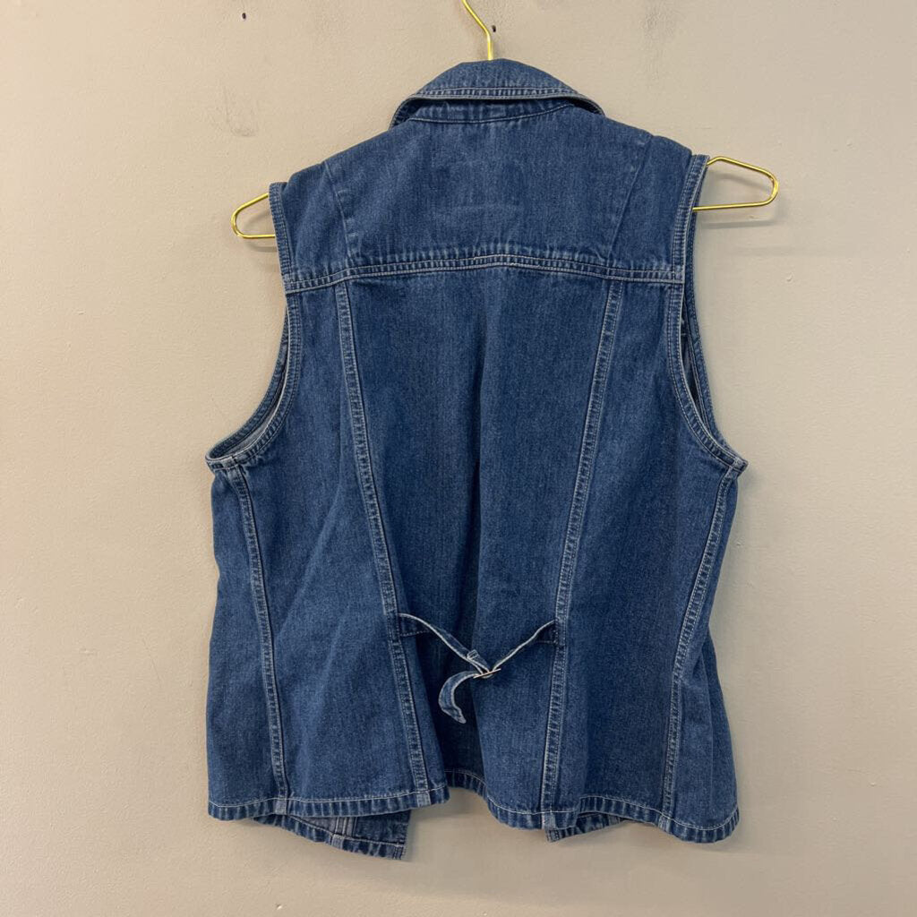 Eddie Bauer Denim Button Down Vest Top Medium