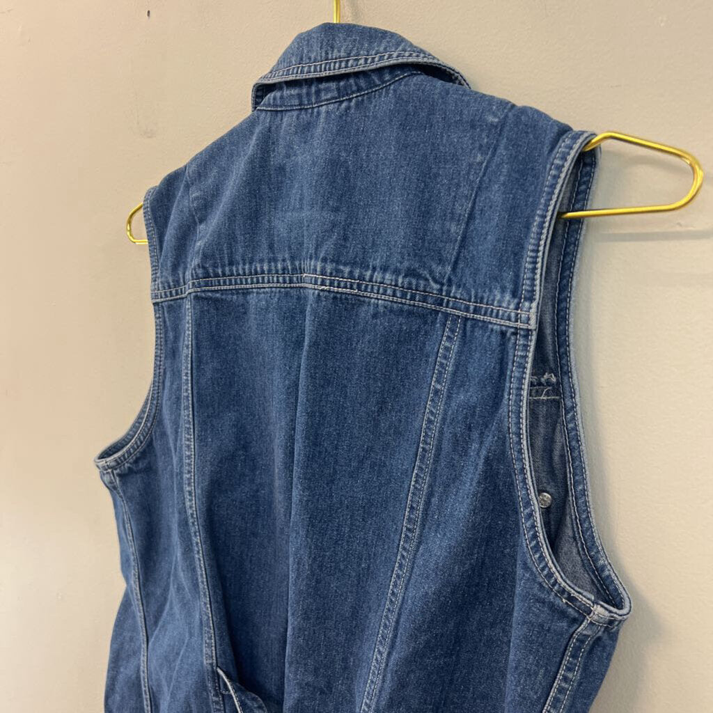 Eddie Bauer Denim Button Down Vest Top Medium