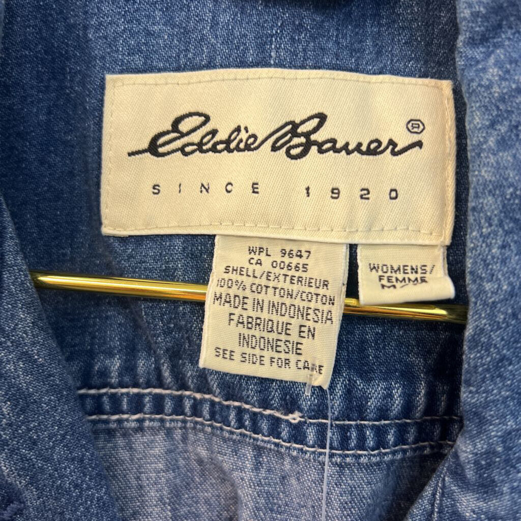 Eddie Bauer Denim Button Down Vest Top Medium