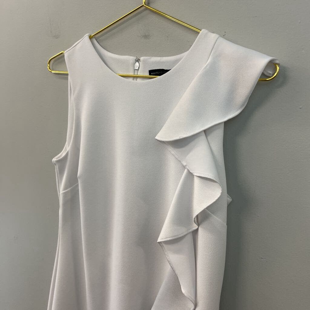 White House Black Market Whtie Ruffle Detail Sleeveless Dress Extra Small