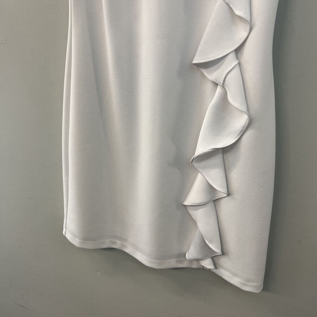 White House Black Market Whtie Ruffle Detail Sleeveless Dress Extra Small