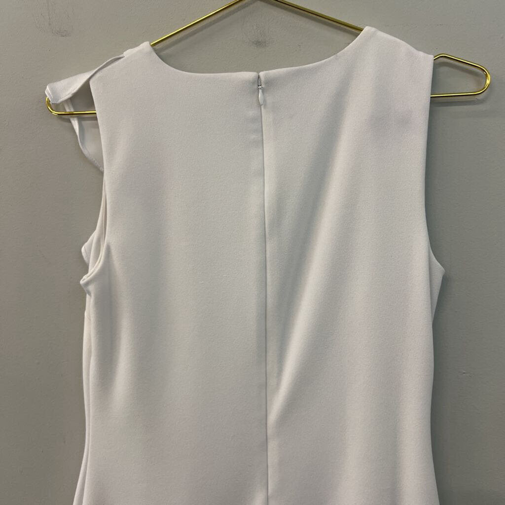 White House Black Market Whtie Ruffle Detail Sleeveless Dress Extra Small