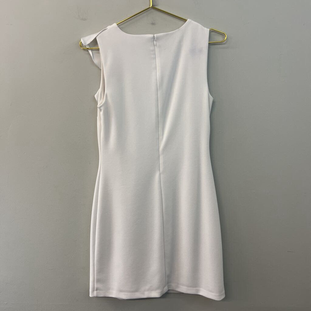 White House Black Market Whtie Ruffle Detail Sleeveless Dress Extra Small