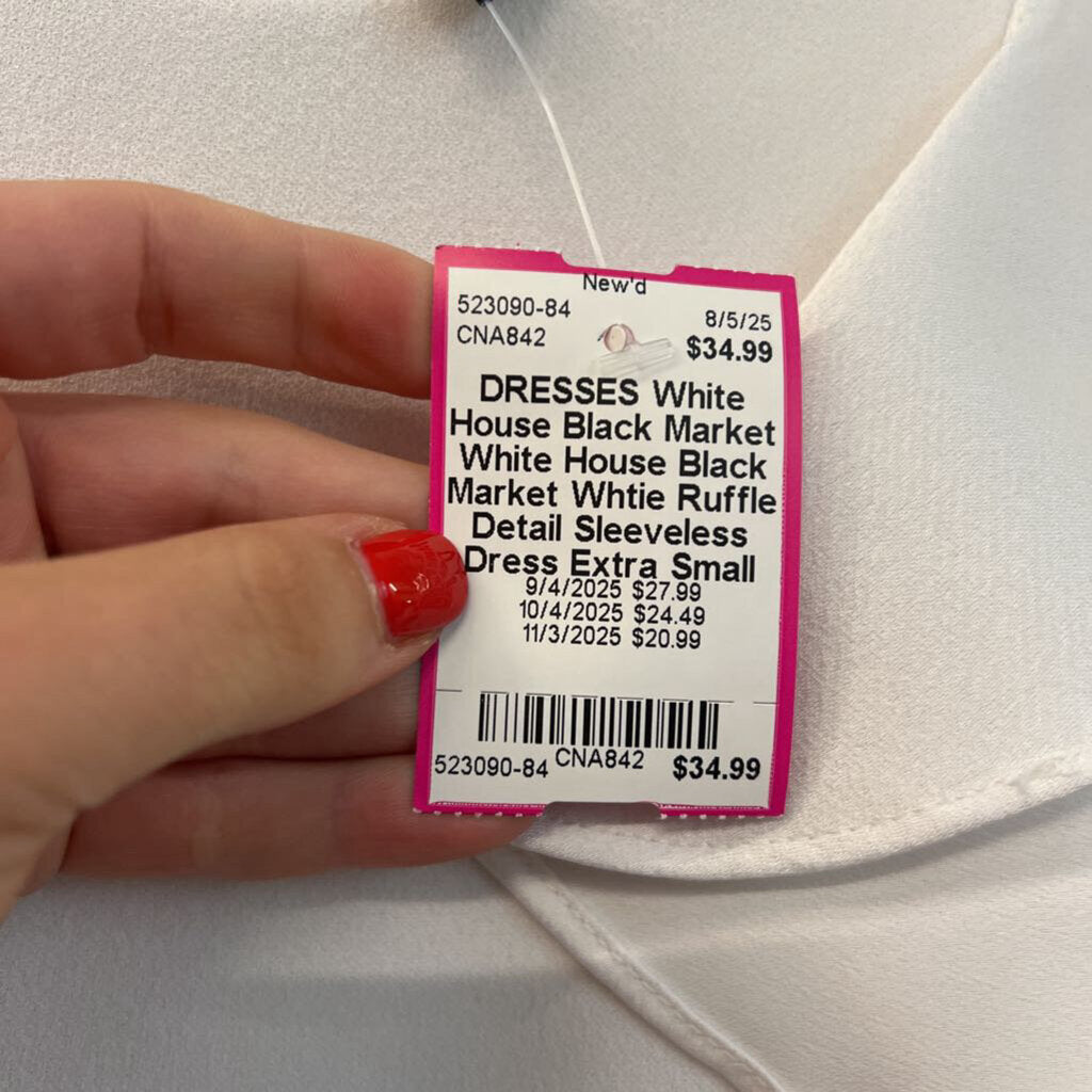 White House Black Market Whtie Ruffle Detail Sleeveless Dress Extra Small