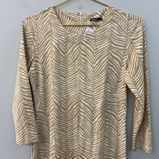 J McLaughlin Beige Print Long Sleeve Dress Small