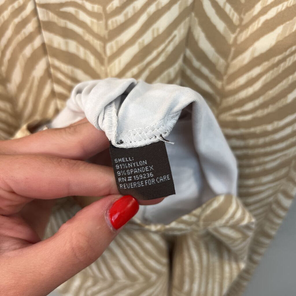 J McLaughlin Beige Print Long Sleeve Dress Small