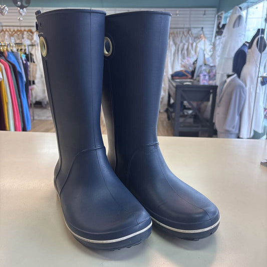 Crocs Navy Jaunt Tall Rain Boots 8