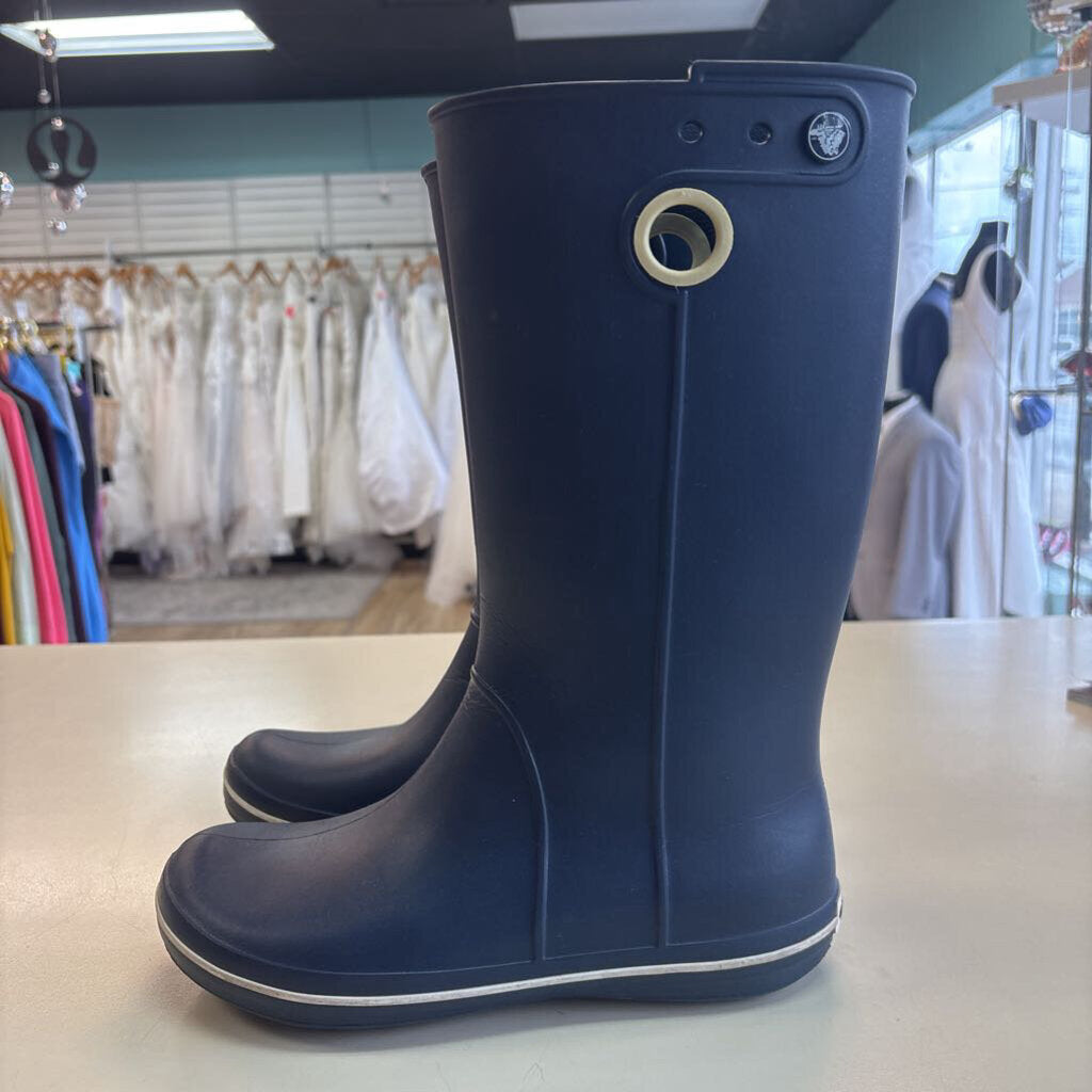 Crocs Navy Jaunt Tall Rain Boots 8
