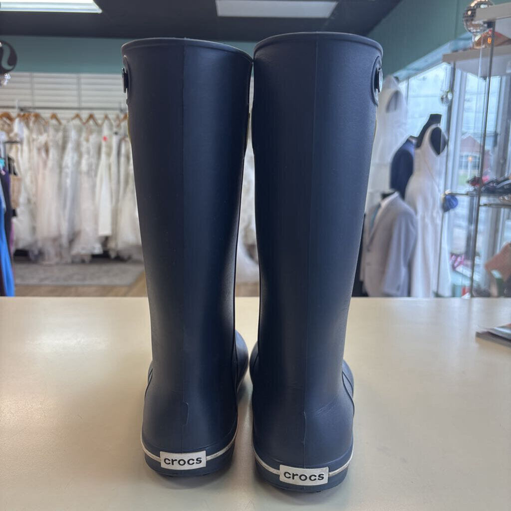 Crocs Navy Jaunt Tall Rain Boots 8