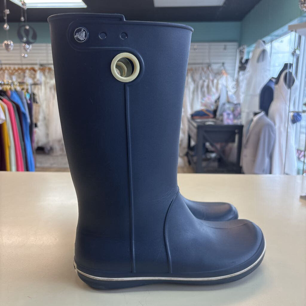 Crocs Navy Jaunt Tall Rain Boots 8