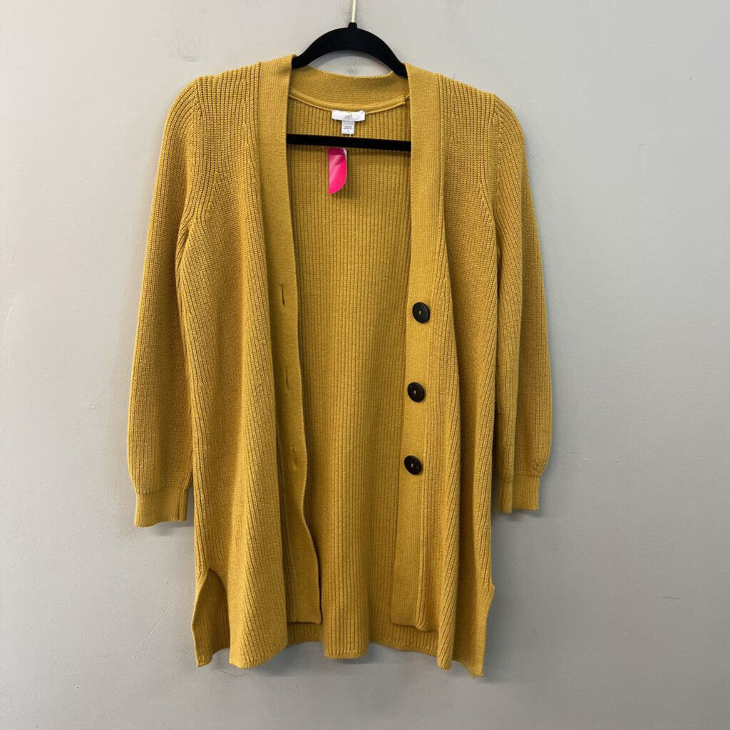 J Jill Golden Yellow Knit Long Sleeve Cardigan Sweater Small