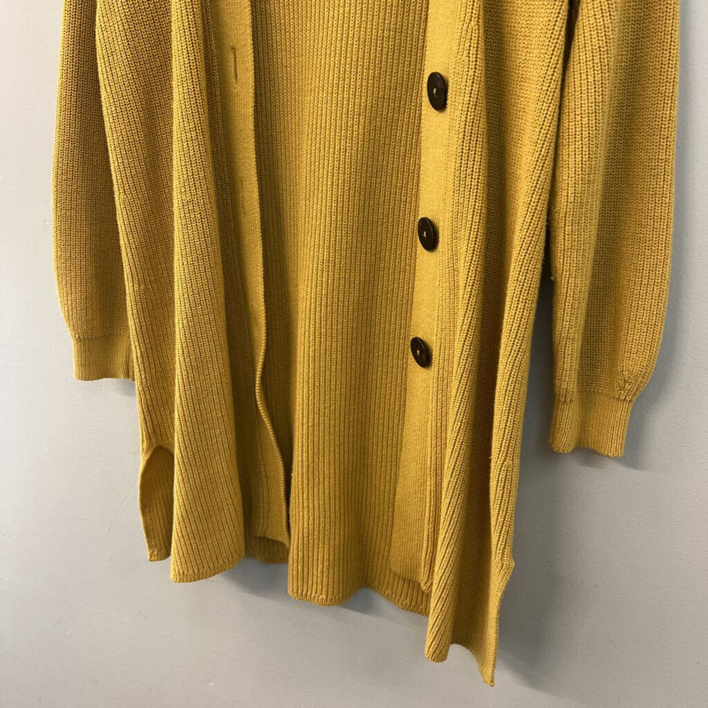 J Jill Golden Yellow Knit Long Sleeve Cardigan Sweater Small