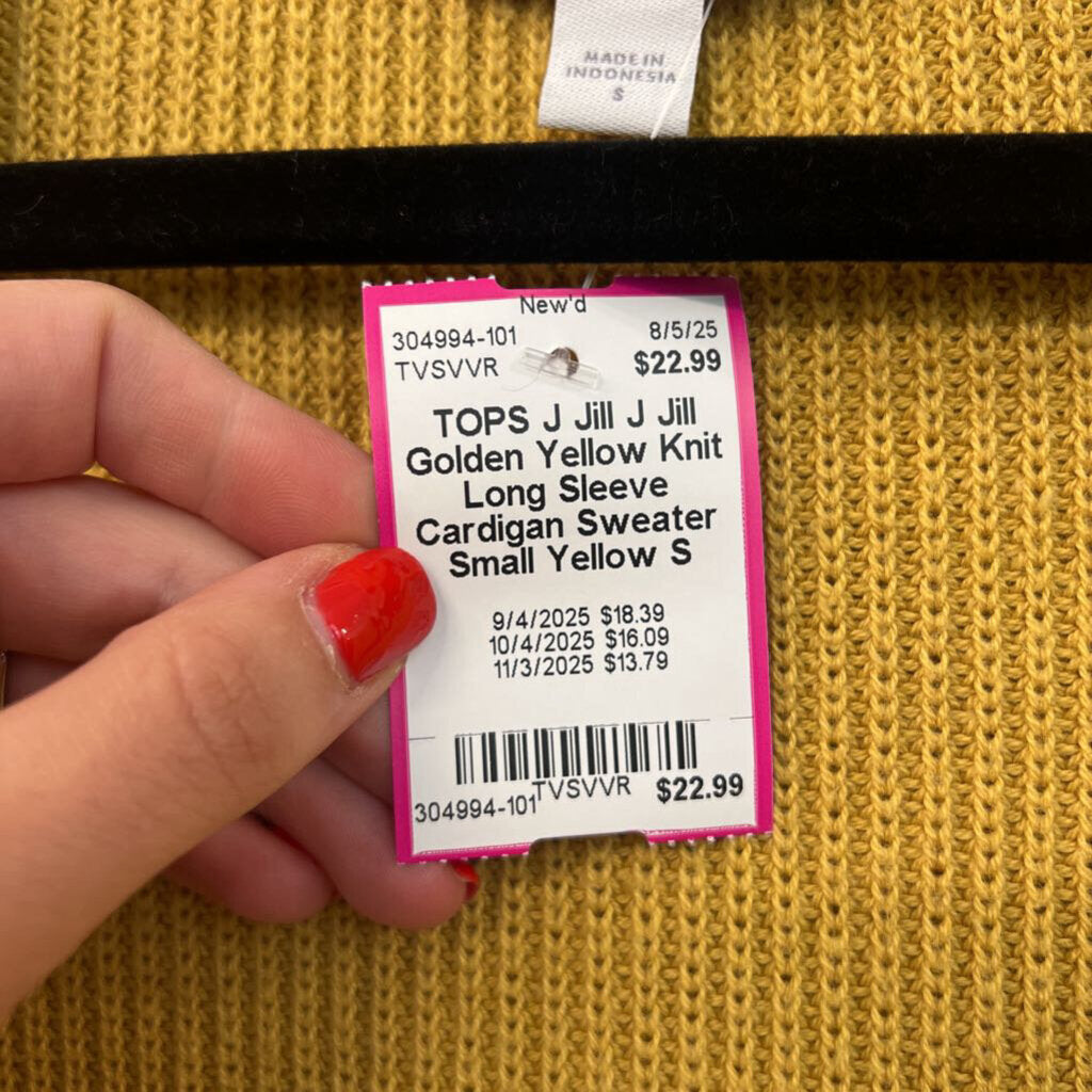 J Jill Golden Yellow Knit Long Sleeve Cardigan Sweater Small