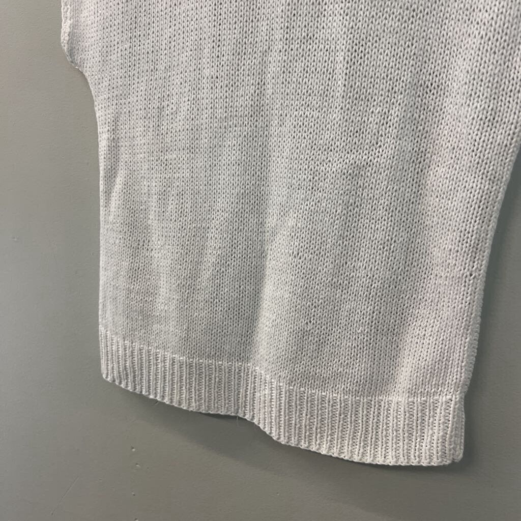Vintage White Knit Short Sleeve Sweater Top Small