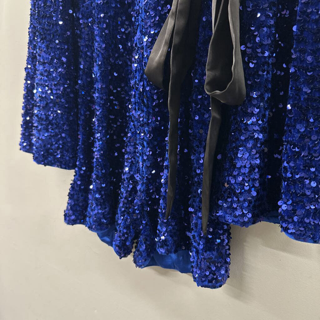 Extro and Vert Royal Blue Sequin Long Sleeve Sequin Formal Romper Small