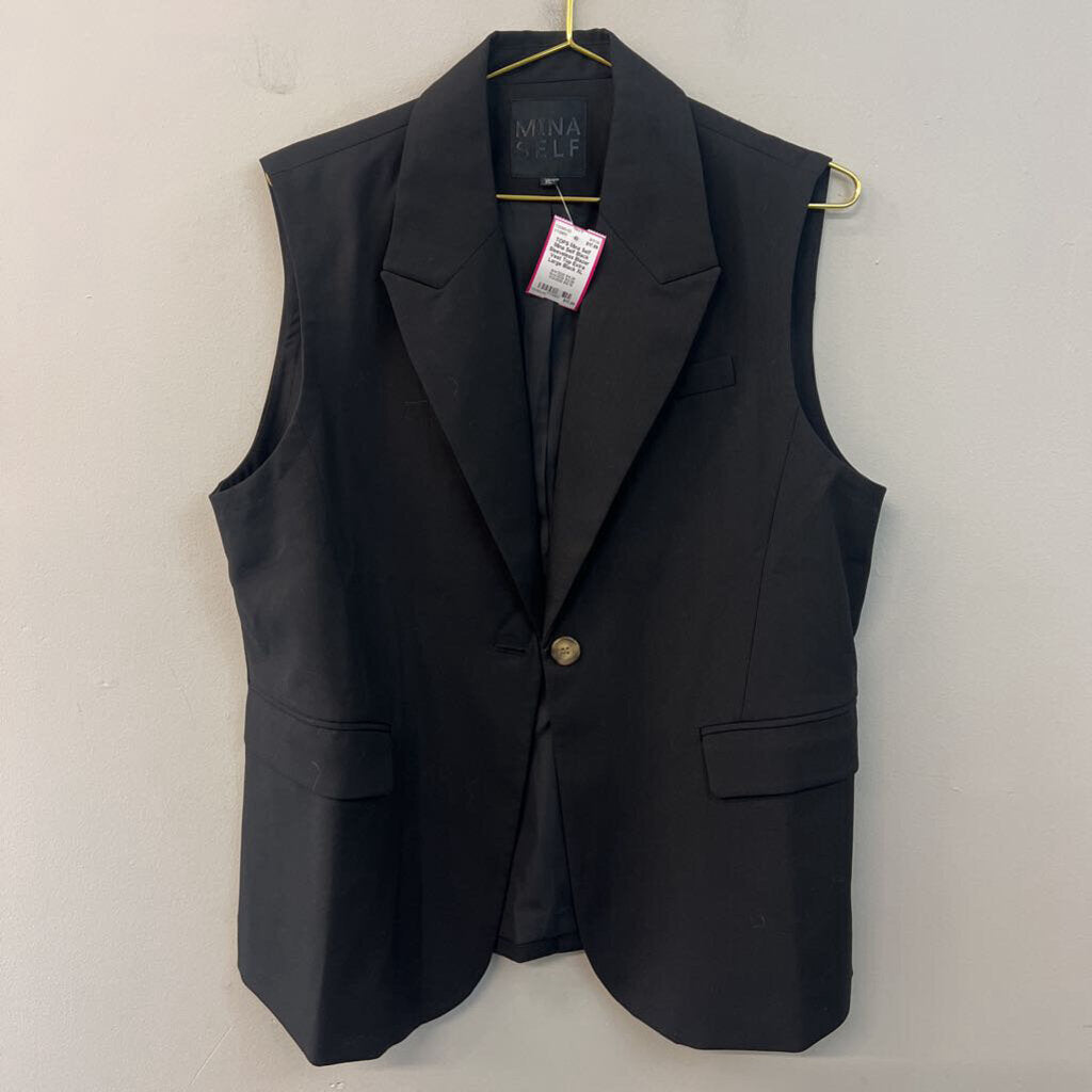 Mina Self Black Sleeveless Blazer Vest Top Extra Large