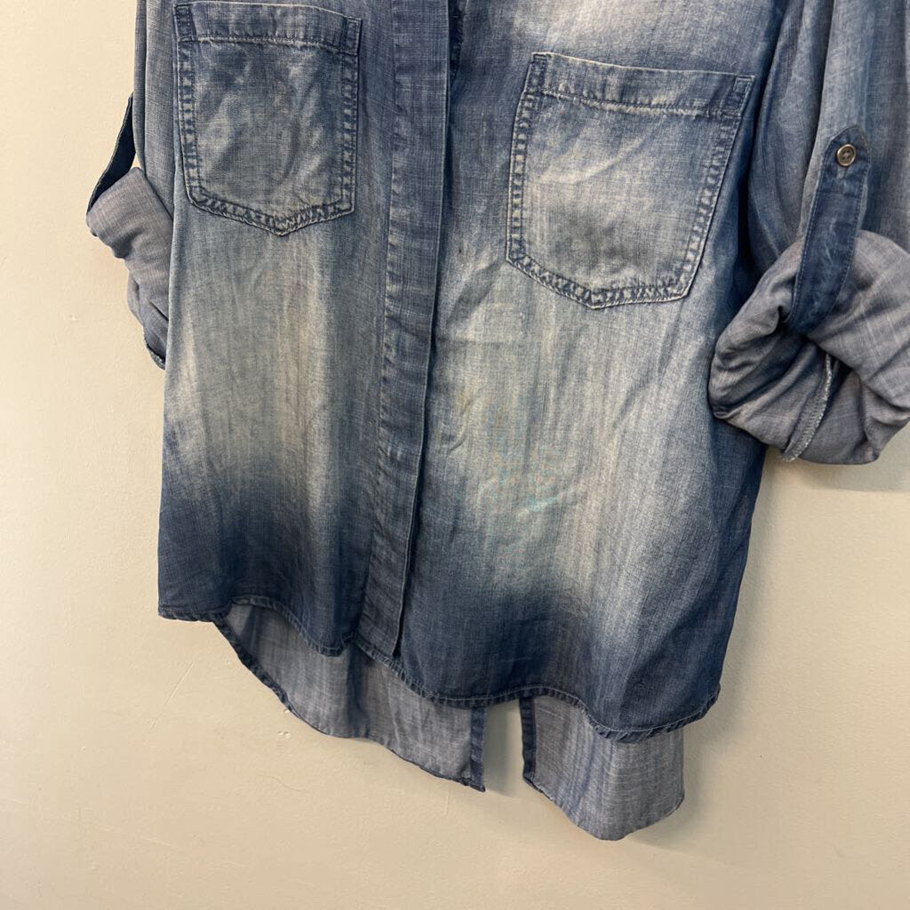 Cloth and Stone Blue Chambray Long Sleeve Button Down Top Extra Large