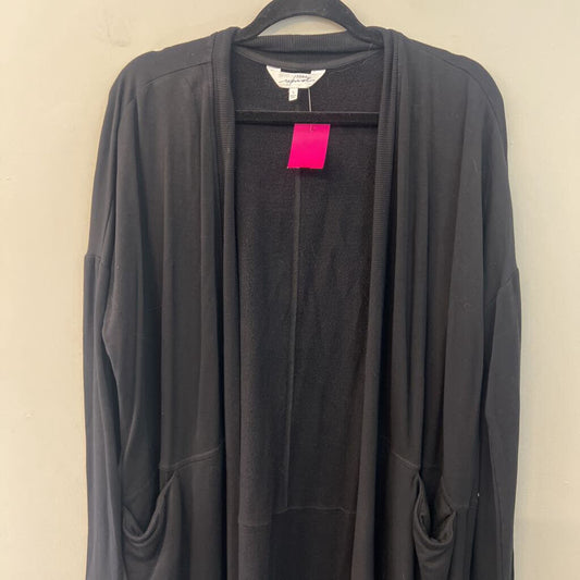 Soma Wknd Soft Black Long Sleeve Open Front Sweater Large