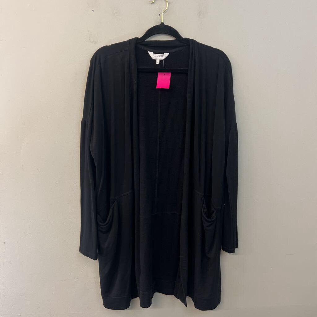 Soma Wknd Soft Black Long Sleeve Open Front Sweater Large
