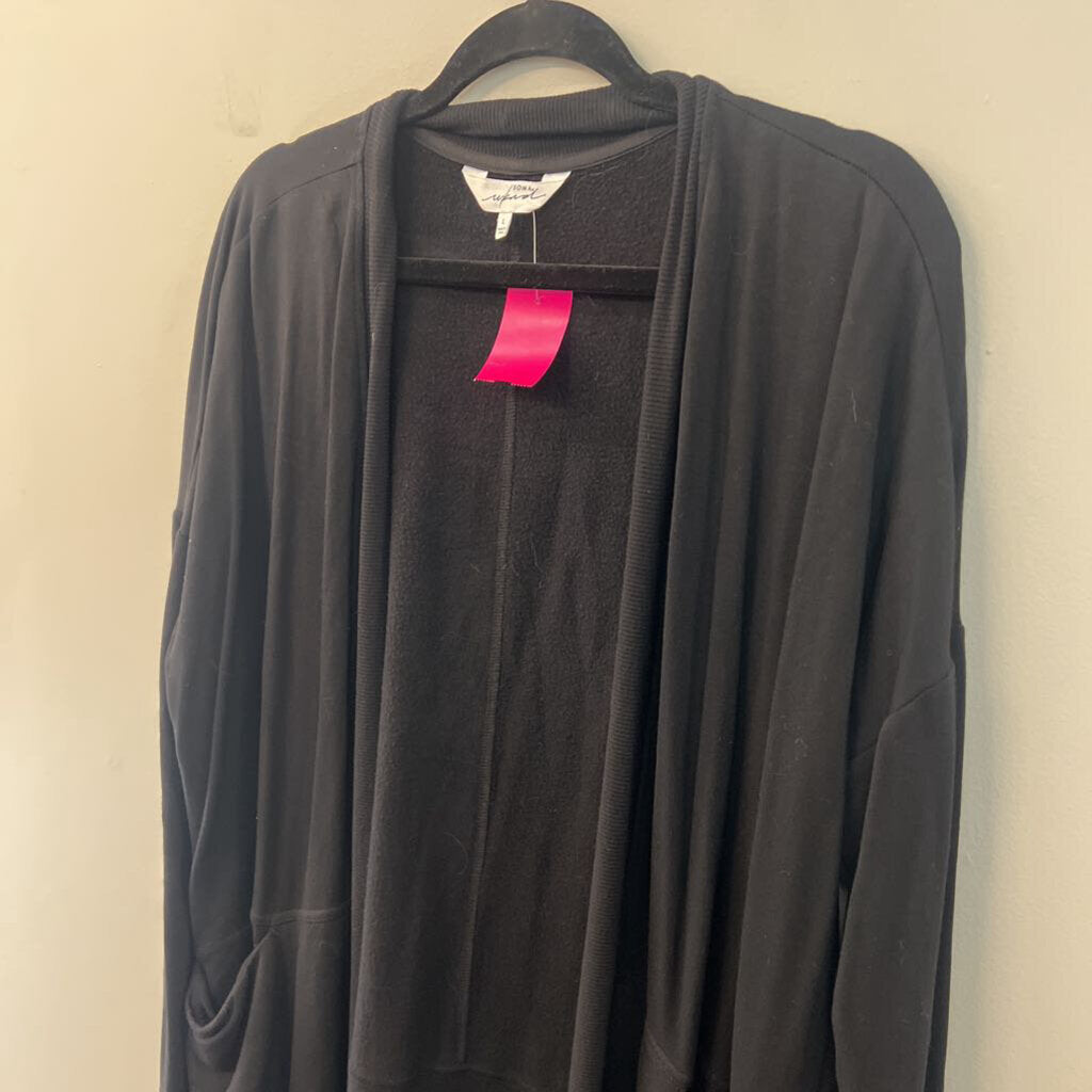 Soma Wknd Soft Black Long Sleeve Open Front Sweater Large