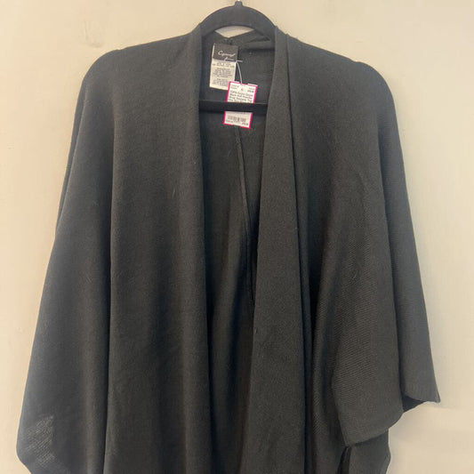 Cejon Black Knit Poncho Wrap Sweater Top One Size