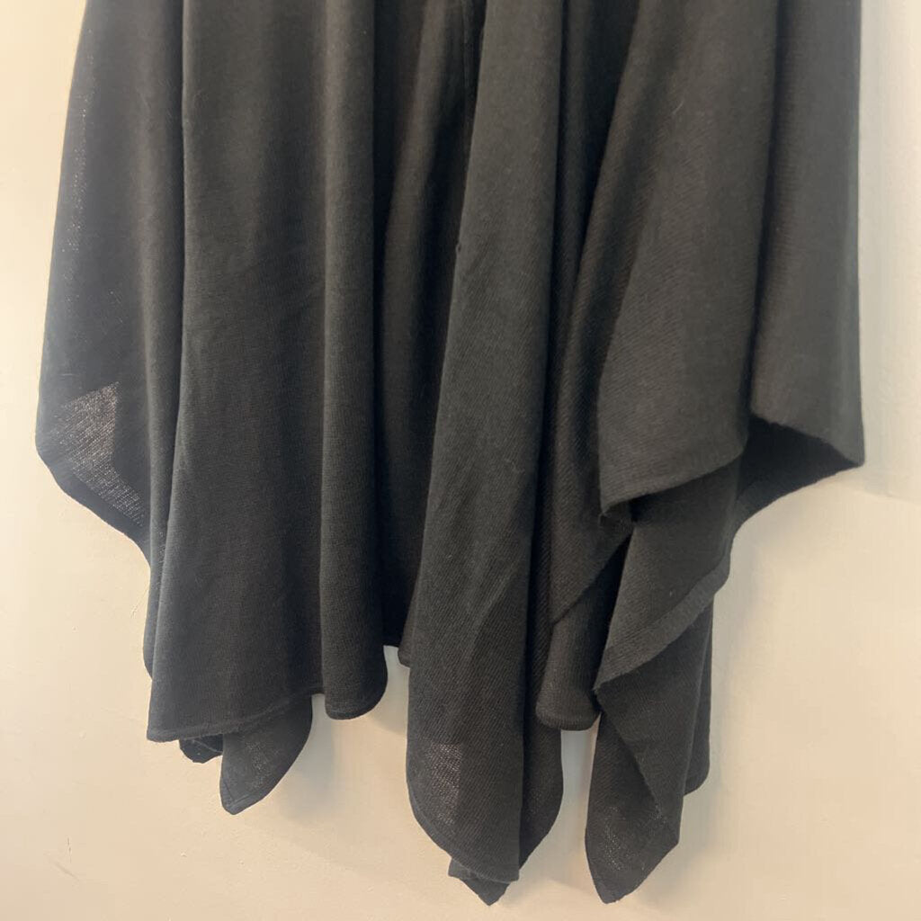 Cejon Black Knit Poncho Wrap Sweater Top One Size
