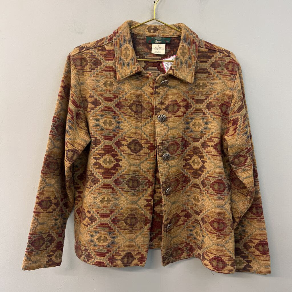 Orvis Brown/ Multi Aztec Print Long Sleeve Jacket Small