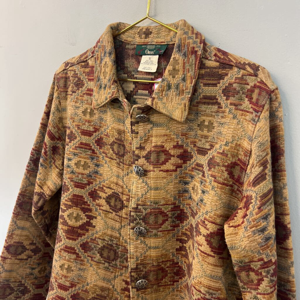 Orvis Brown/ Multi Aztec Print Long Sleeve Jacket Small