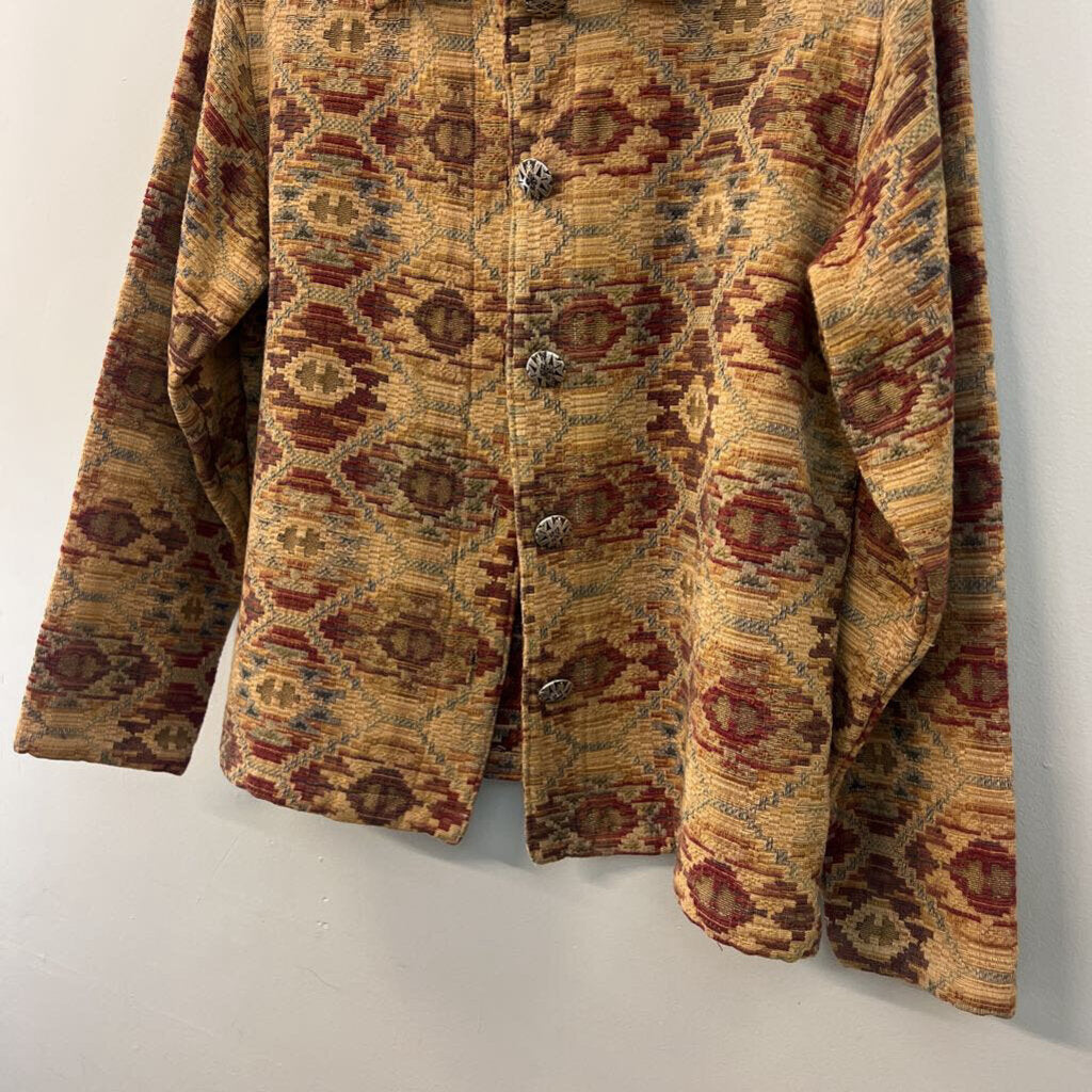 Orvis Brown/ Multi Aztec Print Long Sleeve Jacket Small