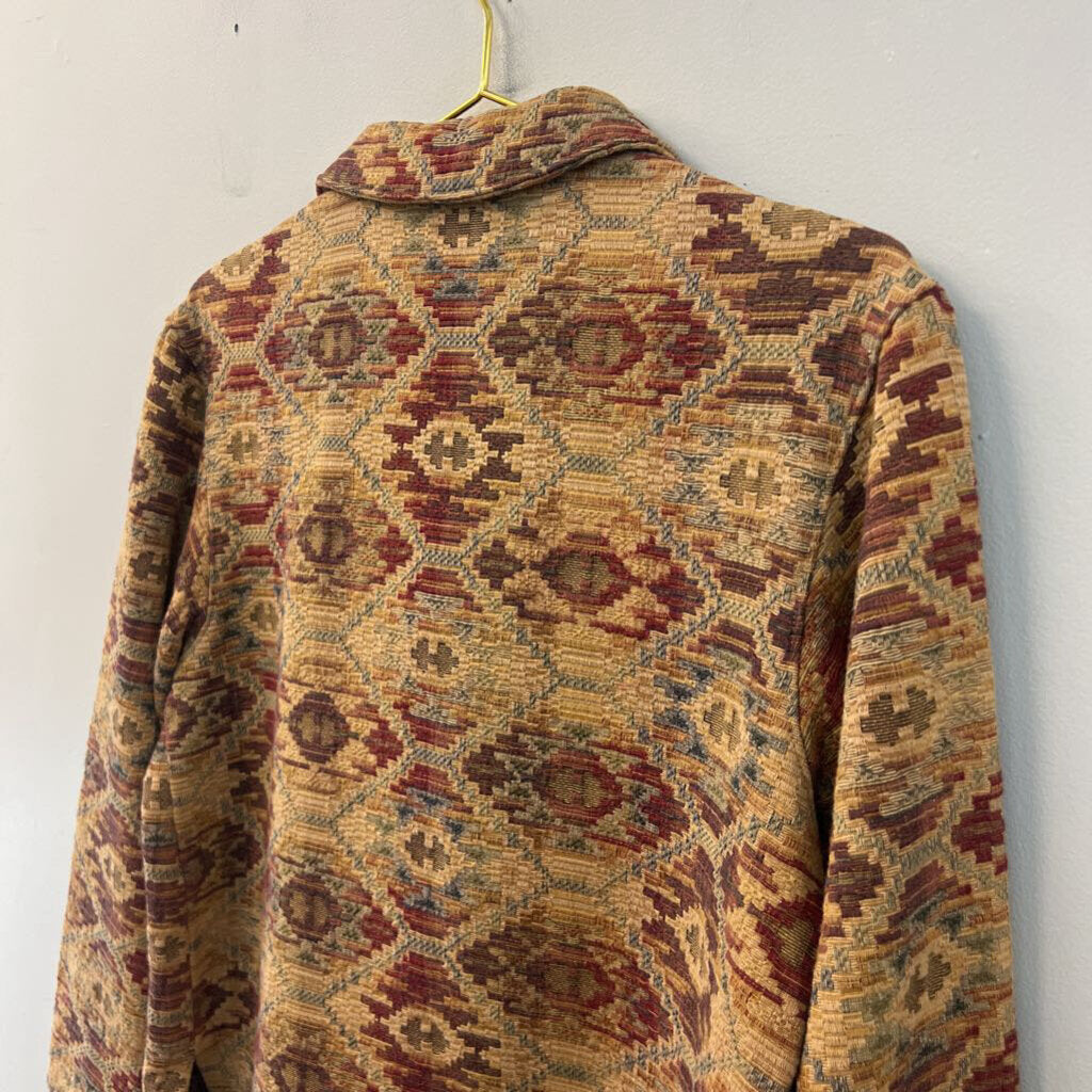 Orvis Brown/ Multi Aztec Print Long Sleeve Jacket Small