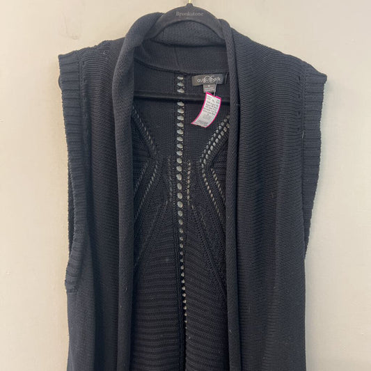 August Silk Black Knit Open Front Sleeveless Vest Top Extra Large