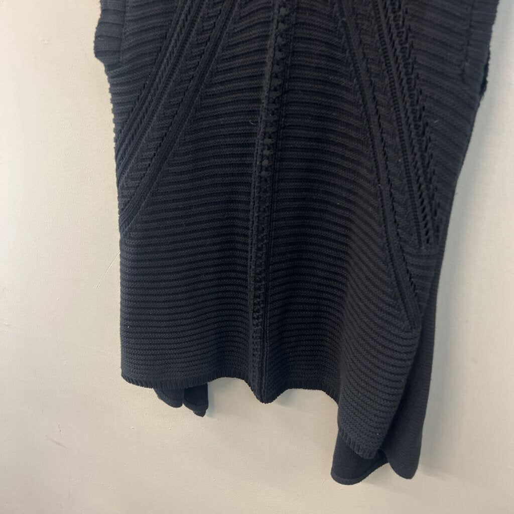 August Silk Black Knit Open Front Sleeveless Vest Top Extra Large