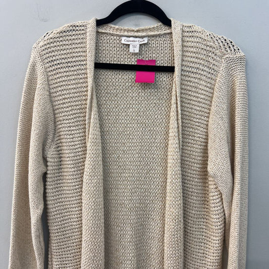 Coldwater Creek Cream Knit Long Sleeve Open Front Sweater Top Large
