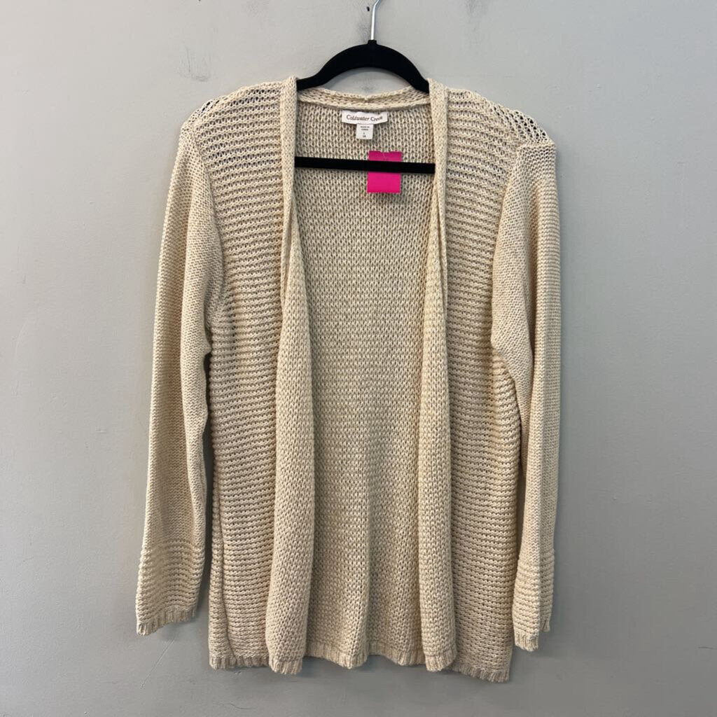 Coldwater Creek Cream Knit Long Sleeve Open Front Sweater Top Large