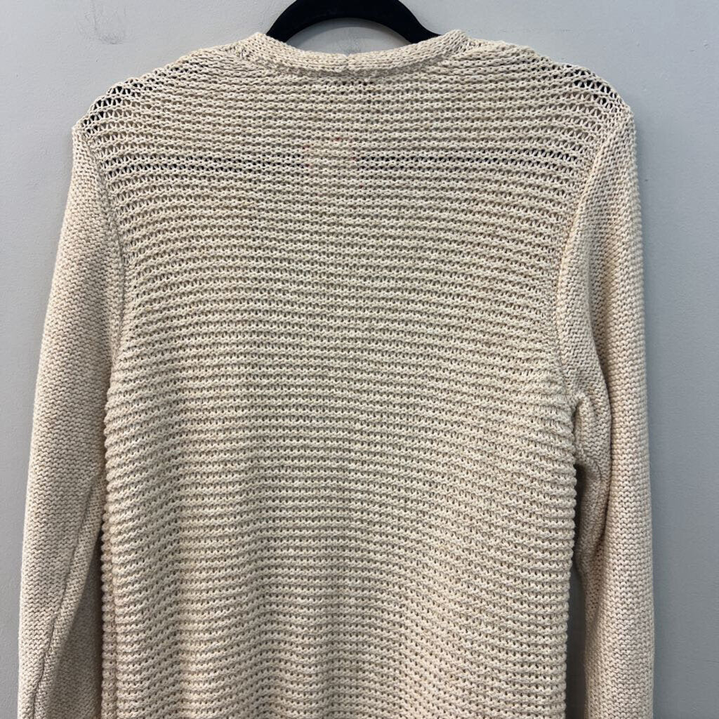Coldwater Creek Cream Knit Long Sleeve Open Front Sweater Top Large