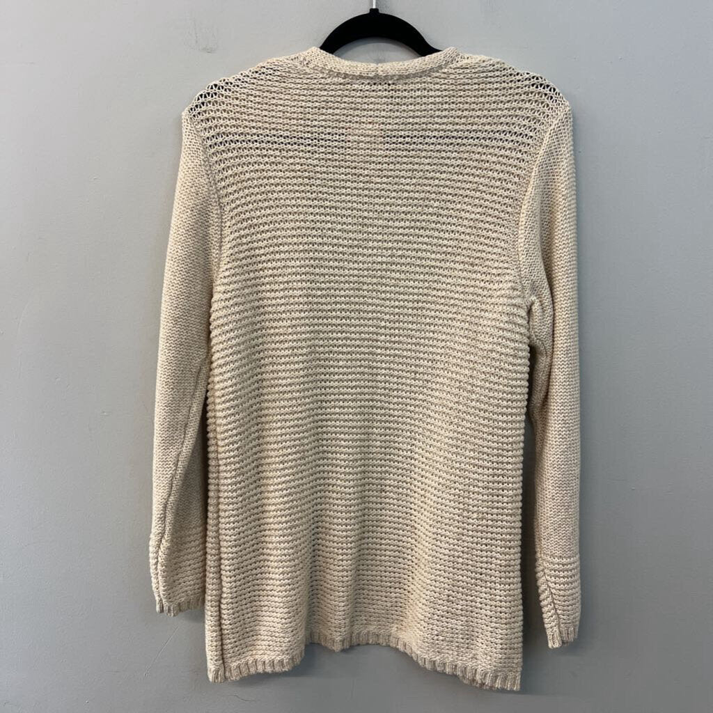 Coldwater Creek Cream Knit Long Sleeve Open Front Sweater Top Large