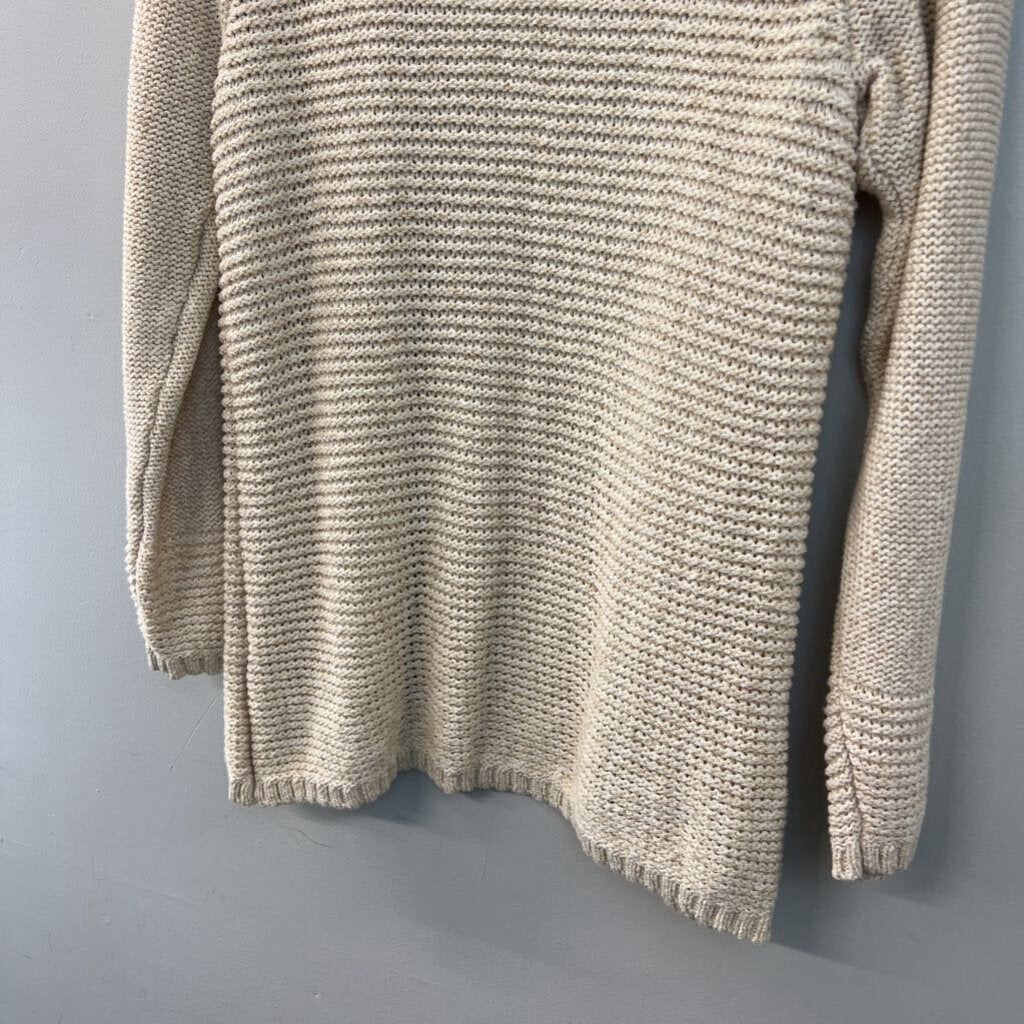 Coldwater Creek Cream Knit Long Sleeve Open Front Sweater Top Large