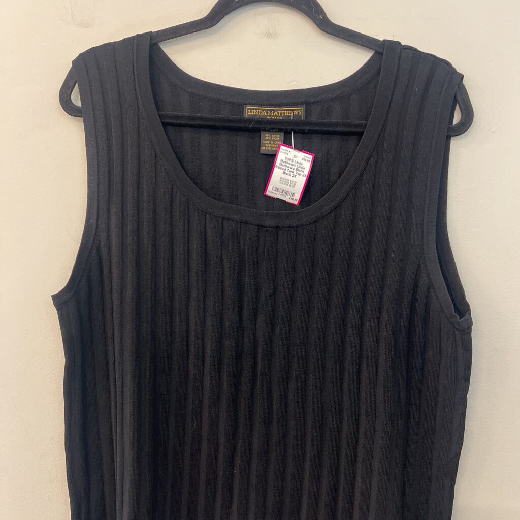 Linda Matthews Black Ribbed Tank Top 2X