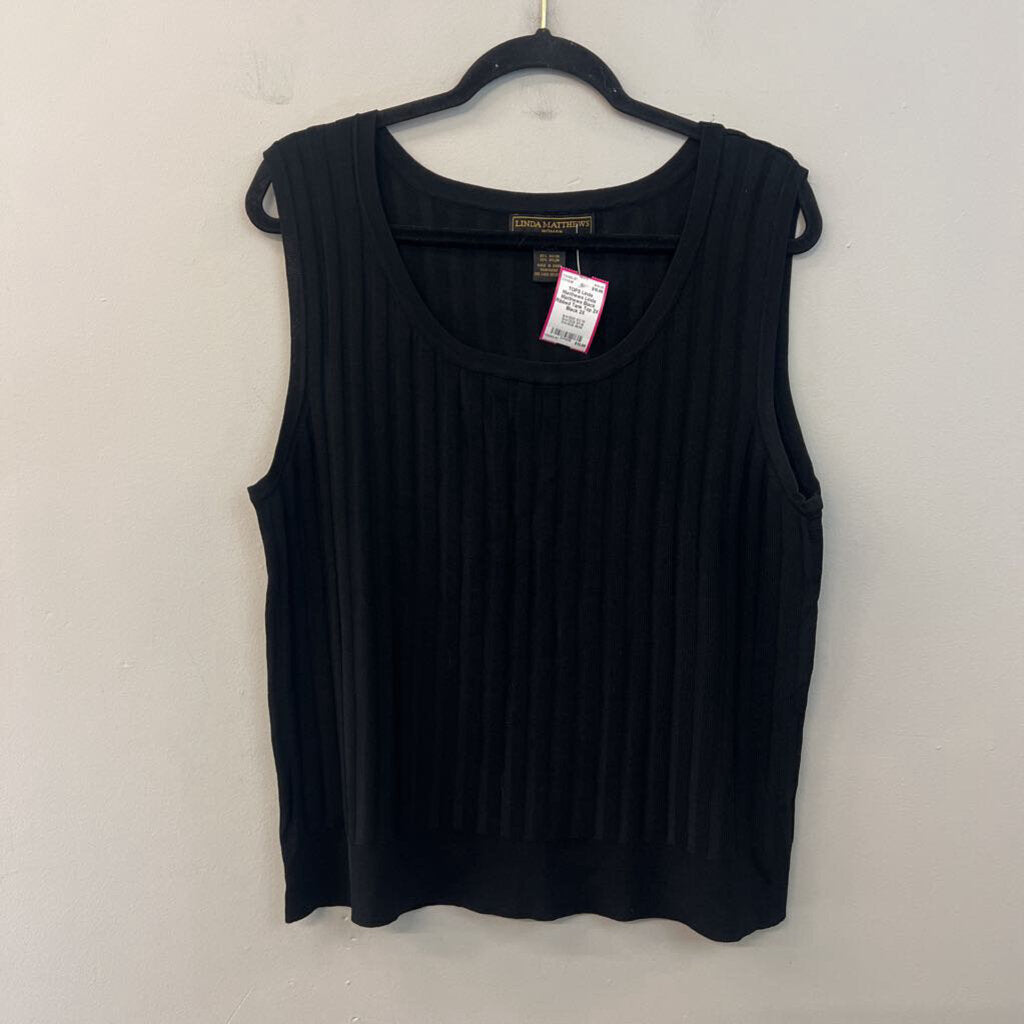 Linda Matthews Black Ribbed Tank Top 2X