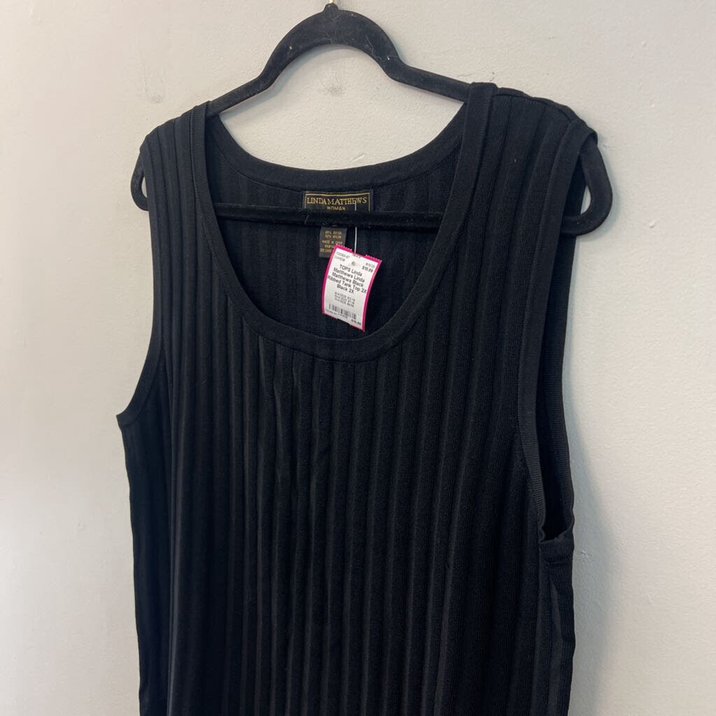 Linda Matthews Black Ribbed Tank Top 2X