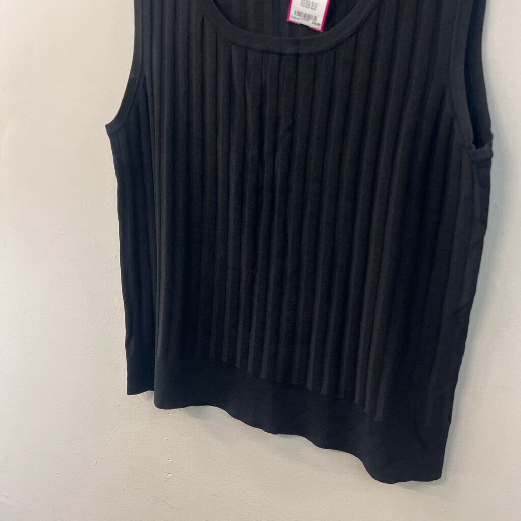 Linda Matthews Black Ribbed Tank Top 2X