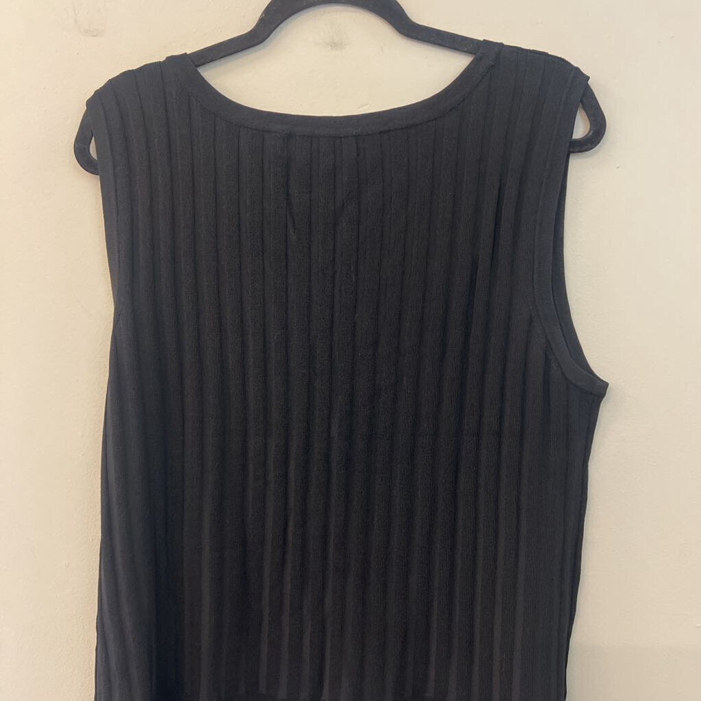 Linda Matthews Black Ribbed Tank Top 2X