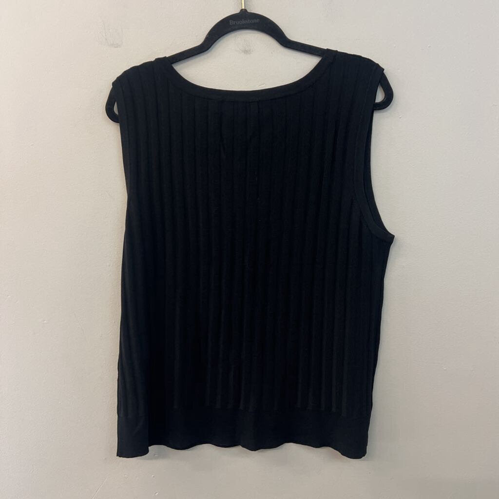 Linda Matthews Black Ribbed Tank Top 2X