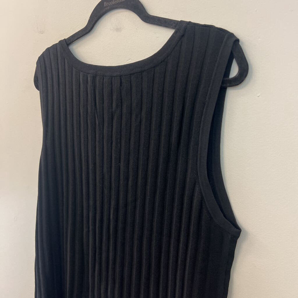 Linda Matthews Black Ribbed Tank Top 2X