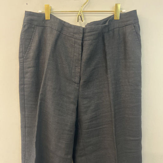Eileen Fisher Black Linen Wide Leg Trouser Pants Large